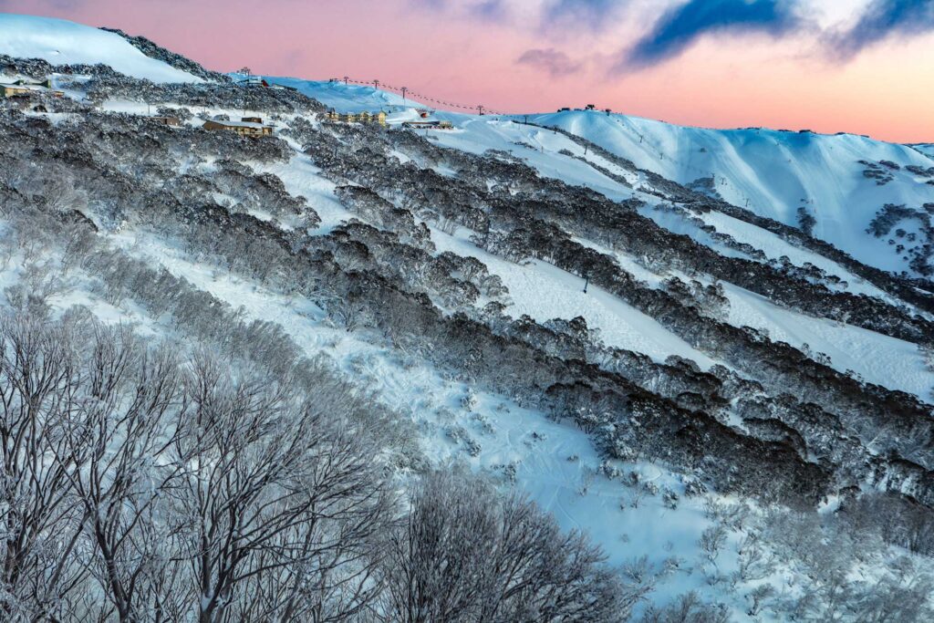Hotham Ski Fields at sunset